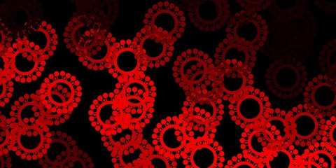 Dark red vector pattern with coronavirus elements.