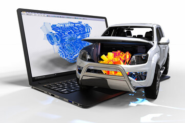 3D render image representing computer aided design  in automotive