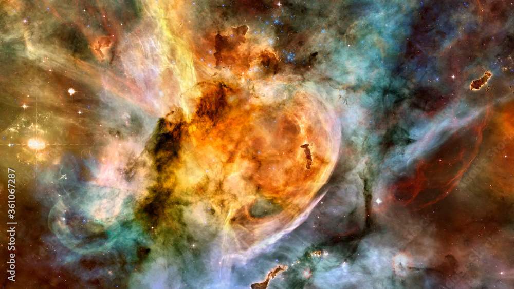 Sticker space galaxy background with nebula. elements of this image furnished by nasa