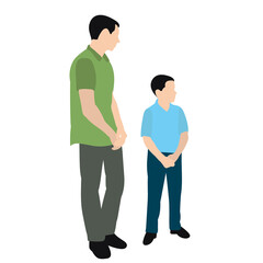 vector, isolated, in a flat style father and son