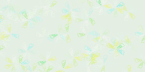 Light blue, green vector abstract texture with leaves.