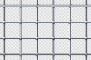 Metal prison cell bars. Template isolated on a transparent background