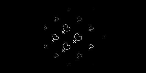 Dark Gray vector backdrop with woman's power symbols.