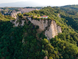 Fototapeta na wymiar Aerial view of Melnik sand pyramids, Bulgaria