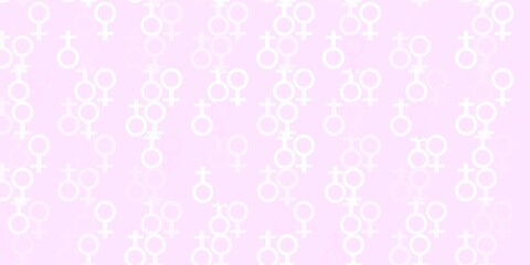 Light Pink, Yellow vector pattern with feminism elements.