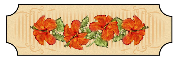 Creative composition with the image of flower bouquets on labels. Pencil drawing, close-up, vintage. Design for printing.