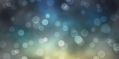 Dark Blue, Yellow vector texture with disks. Illustration with set of shining colorful abstract spheres. Design for your commercials.