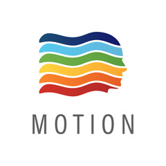 Human head in profile, logo, icon, sign, pictogram. Abstract human symbol with multicolored wavy lines for creative design on a white background. Vector illustration.