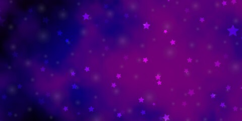 Dark Purple, Pink vector background with colorful stars. Blur decorative design in simple style with stars. Pattern for new year ad, booklets.