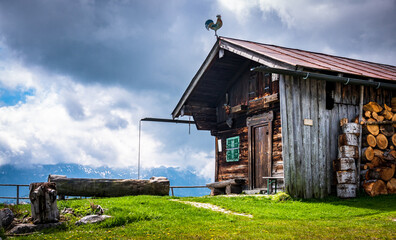 hut at the european alps