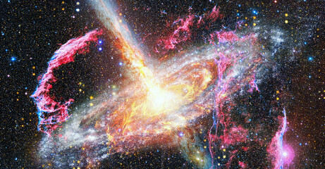 Space landscape with nebula and pulsar. Elements of this image furnished by NASA