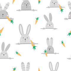 Seamless pattern with cute hares.
