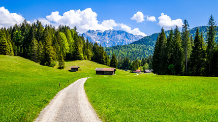 landscape at the wetterstein mountains - obrazy, fototapety, plakaty