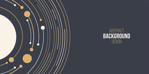 Abstract background, poster, banner. Composition of smooth rounded lines and dots. Abstract solar system. Trendy design. Vector color illustration in flat style. © Andrey