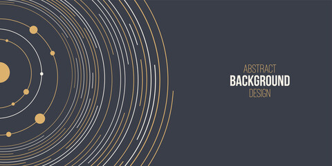 Abstract background, poster, banner. Composition of smooth rounded lines and dots. Abstract solar system. Trendy design. Vector color illustration in flat style. © Andrey