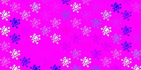 Light Purple, Pink vector backdrop with virus symbols.