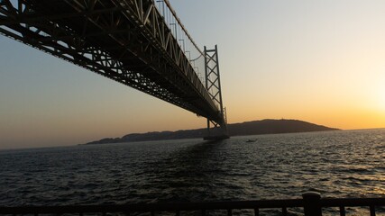 Akashi-Kaikyo Bridge during sunset