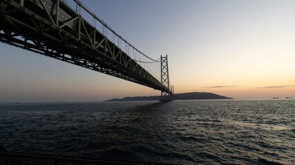 Akashi-Kaikyo Bridge during sunset