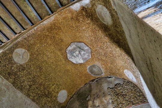 sign on the wall, photo as a background in old italian roman domus aurea, rome, italy
