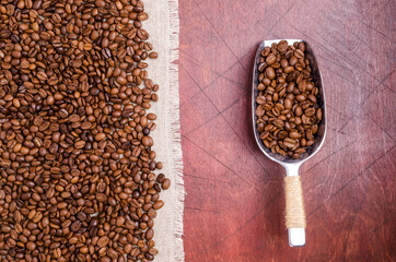 Roasted coffee beans.
