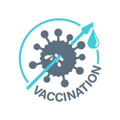 Vaccination icon - dead virus (or bacterie) pierced by spear -isolated vector healthcare stamp