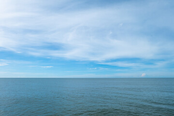 Beautiful sea and sky in the morning of the rainy season, seascape at daylight, Chao Samran Beach Phetchaburi

