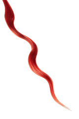 Red hair on white background, isolated. Thin thread