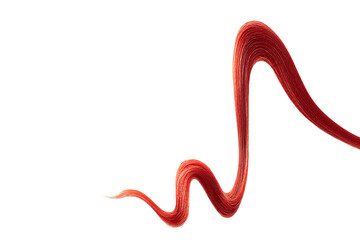 Red hair on white background, isolated. Thin thread