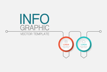 Vector infographic template with 2 steps or options. Data presentation, business concept design for web, brochure, diagram.