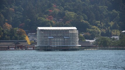 Great Torii of Miyajima Island under construction