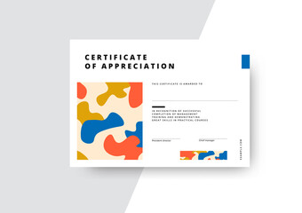Certificate of appreciation template design. Elegant business diploma layout for training graduation or course completion. Vector background illustration.