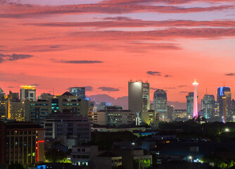 Fototapeta na wymiar Beautiful sunset over the capital of Indonesia - Jakarta.