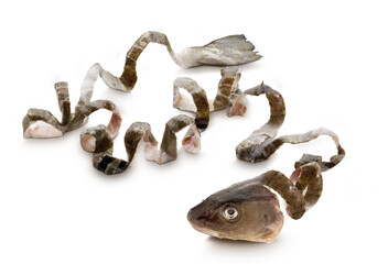 Naklejka premium Pescado cortado, piel. Cut fish, skin.
