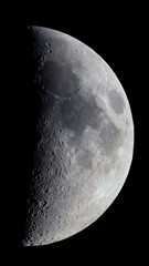First quarter moon seen with telescope