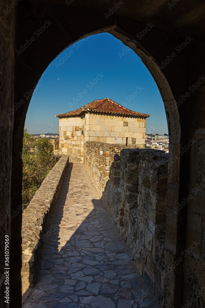 Sticker vertical shot of the st. george fort in lisbon, portugal