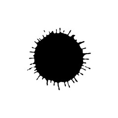 Black drop isolated on white background. Grunge splash texture. Vector illustration.