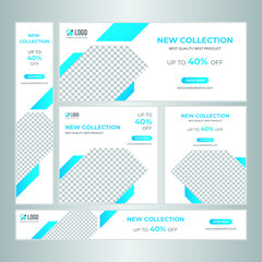 Fashion sale social media post, banner, story,  Facebook cover, coupon, sticker, set