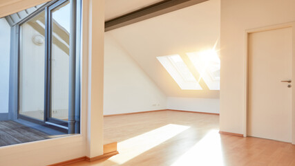 Bright sunny apartment on the top floor with empty space