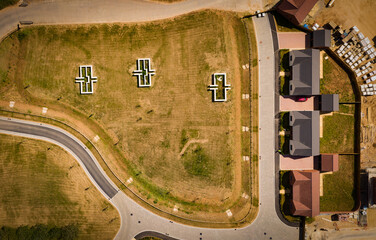 Top down view of a housing developement at former RAF Stanton Harcourt.
