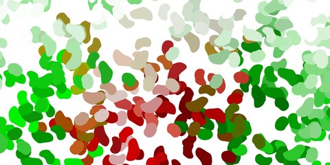 Light green, red vector background with random forms.