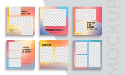 Set of social media mobile app for shopping, sale, product promotion. Sale banner layout design.