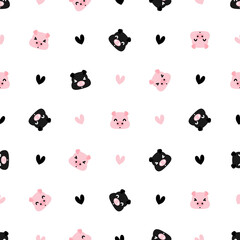 Fototapeta premium Cute pig seamless pattern background, vector illustration