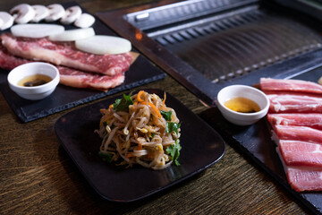 Preparation of meat frying on the grill 