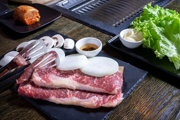 Preparation of meat frying on the grill 