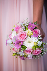 nosegay wedding floral pink flower rose bride
