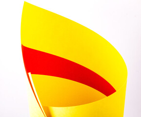Red yellow paper on a white isolated background