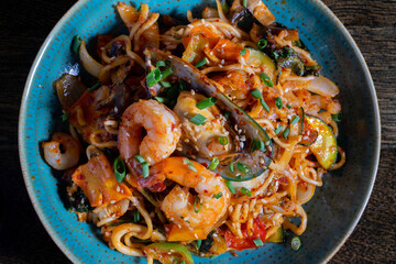 Asian wok with sea food