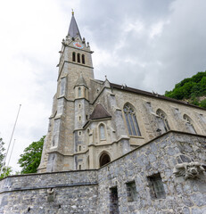 Fototapeta na wymiar the historic church of St. Florin in Vaduz in Liechtenstein