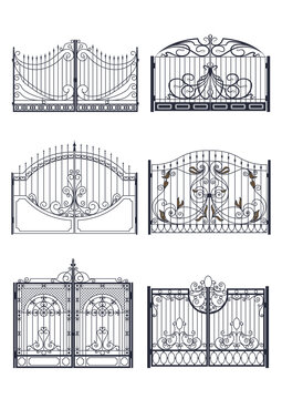 Classic Forged Gates Vector Gates Set Barocco, Classicism Style 