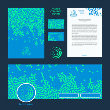 Abstract vector corporate style and template for social networks. Green worms structure on blue background.